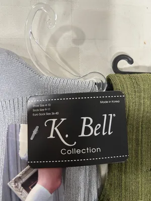 K. Bell Women’s Knee-High Socks in Shimmery Olive and Silver thumbnail 2