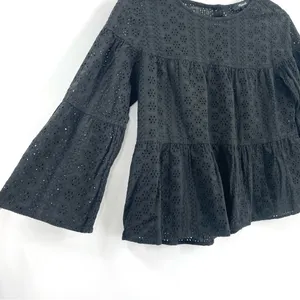 Madewell Black Eyelet Tiered Button Back Top thumbnail 6