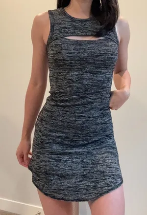 Aritzia Wilfred Free Cut-Out Mini Dress XXS - Heather Black thumbnail 1
