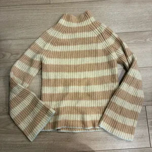 Maeve x Anthropologie Mock Neck Striped Sweater Bell Sleeve Size XS thumbnail 3