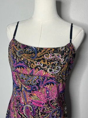 Vintage 90s Y2K City Triangles Pink Paisley Spaghetti Strap Mini Dress thumbnail 3