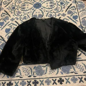 SLNY black fuzzy cardigan‎ L thumbnail 3