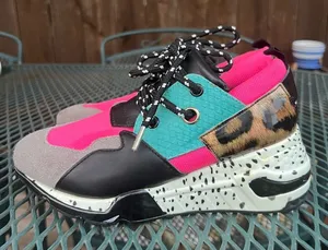 Steve Madden Cliff Chunky Platform Trainers Sneakers Wedges Pink Animal Size 6 thumbnail 1