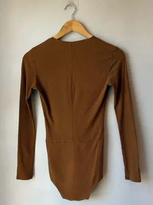 Reformation Avalon Lace Up Cocoa Bodysuit thumbnail 4
