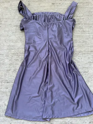 OQQ Fitness Off-Shoulder Lavender Satin Mini Dress (Size Small) thumbnail 4
