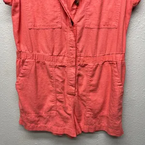 Universal Threads Linen Blend Romper Womens 14 Vacation Beachy Coastal Nautical thumbnail 5