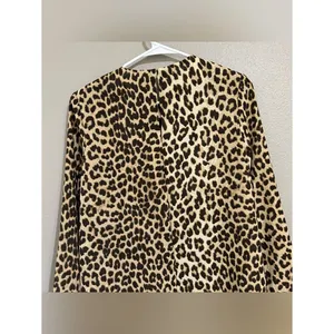 NEW H&M Tan Leopard Print Long Sleeve Shoulder Pad Mini Dress Women’s Size XS thumbnail 7