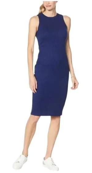Leith Dress Women XS Blue Sleeveless‎ Crew Neck Racerback Midi Tank Athletic thumbnail 1