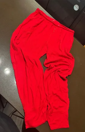 Red Ribbed Lounge Bottoms thumbnail 1