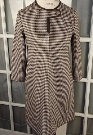J‎ McLaughlin Womens Brown Black Houndstooth Penelope Dress Small thumbnail 1