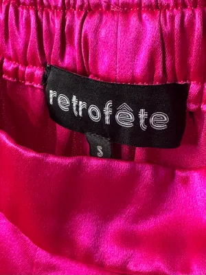 Retrofête Kasha Neon Pink Satin Wide Leg Pant thumbnail 10