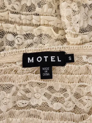 Motel Rocks Ivory Sheer Lace Ruffle Mini Skirt thumbnail 4