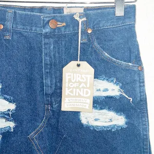 Furst Of A Kind Dark Wash Wrangler Denim Distressed Mini Skirt thumbnail 2