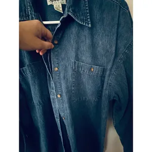 Vintage Eddie Bauer Denim Button Down Shirt Womens Medium Blue Cotton LS thumbnail 3