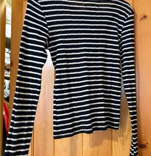 American Eagle Soft and Sexy Black White Striped Long Sleeve Shirt Size XS thumbnail 2