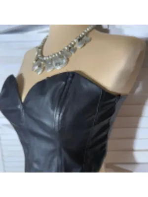 H&M Divided Bandeau Corset Top Black Leather Size Small thumbnail 7
