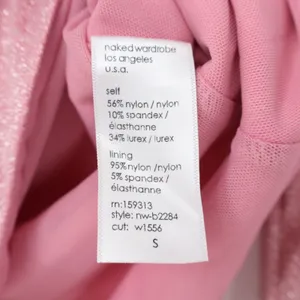 Naked Wardrobe Pink Shimmer Lurex Cutout Off Shoulder Bodysuit Small thumbnail 4
