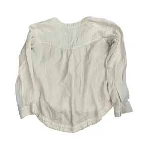 Free People Off-White Long Sleeve Cotton Gauze Henley Top thumbnail 2