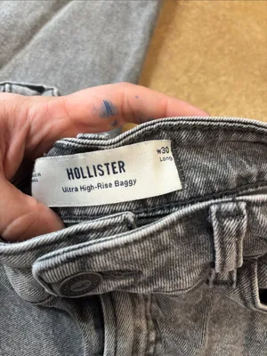 Hollister Women's Wide Leg Pants - Washed Gray thumbnail 4