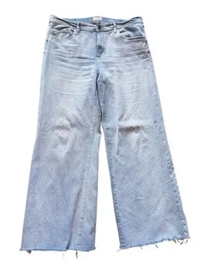 Kensie High Rise Wide Leg Light Wash Blue Stretch 5-Pocket Frayed Hem Jeans 14 thumbnail 1