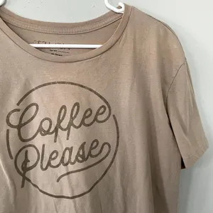 Coffee‎ Please brown tan cropped athleisure shirt casual comfortable size medium thumbnail 2