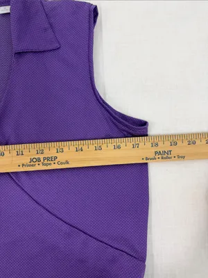 Lady Hagen Women's Golf Tank Top With Ruched Side Size Small Purple Polka Dot thumbnail 7