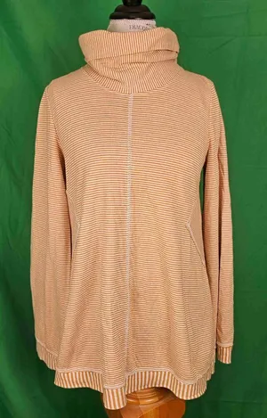 Maeve Anthropologie Womens Yellow White Striped Tai Cowl Neck‎ Sweater Medium thumbnail 1
