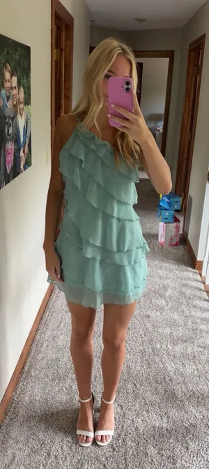 Green Ruffle Shein Dress thumbnail 1