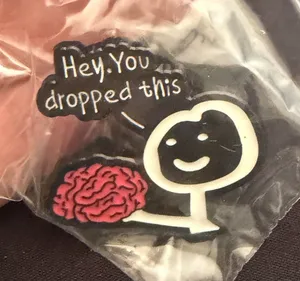 “Hey, You Dropped This” Brain stick figure Meme enamel Pin thumbnail 1