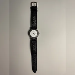 Vintage 80s Giordano watch leather Hong Kong black embroidered works! thumbnail 11