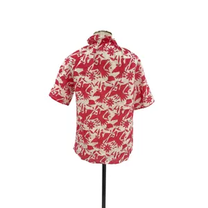 Nimo With Love Linen Bird Print Ruffle Neck Blouse‎ Red Cream Size XS thumbnail 6