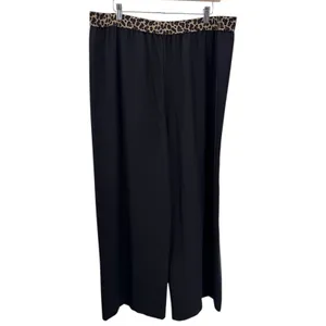 John Mark Wide Leg Relaxed Pants XL Women's Black Cheetah Print Elastic‎ Band thumbnail 4