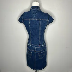 90s Vintage Tommy Hilfiger Short Sleeve Button Front Denim Mini Dress thumbnail 2