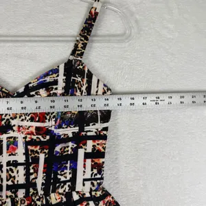 Amanda Uprichard Silk Mixed Print Fit and Flare Mini Dress Leopard Floral M thumbnail 4