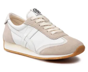 Tory Burch Hank White and Beige Suede Retro Runner Sneaker thumbnail 1