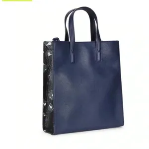NWT MCM Aren Leather Tote Handbag Blue Camo thumbnail 3