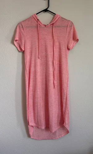Pink Hoodie Short Sleeve swim cover up thumbnail 1