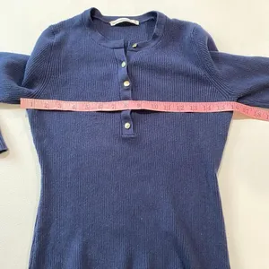 Abercrombie & Fitch Ribbed Henley Top Navy Long Sleeve Size M thumbnail 6