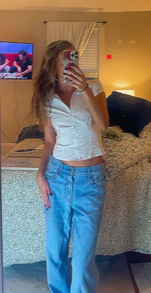 Edikted White Sheer Collared Button Up Baby Tee Top Y2K thumbnail 1