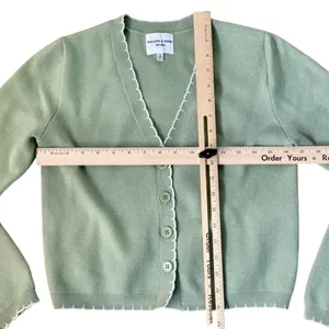 Willow & Wind Sage Green Button Front Cardigan White Stitch Trim Sz S NEW No Tag thumbnail 5