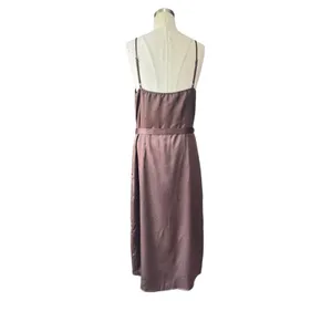 Abercrombie Fitch Satin Slip v neck Midi Dress Womens M Brown Strappy Sleeveless thumbnail 6
