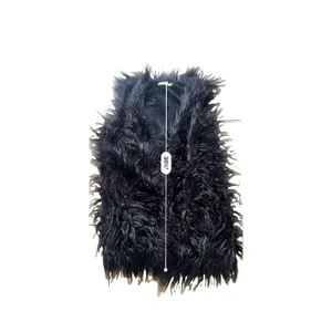 Vera and Lucy Black Shaggy Faux Fur Gilet M/L Glam Rock Alt-Fashion Boho Chic thumbnail 9