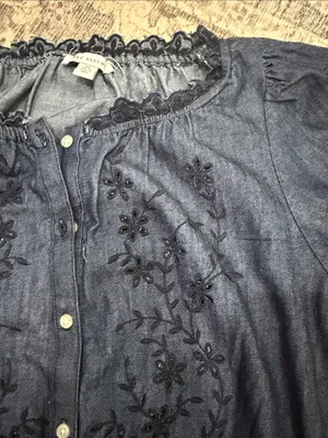 Denim Blue Embroidered Short thumbnail 3