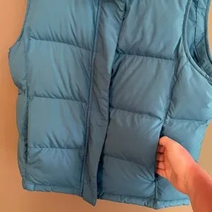 L.L. Bean Goose‎ Down Faux Fur Trim Vest Blue Size Medium thumbnail 3