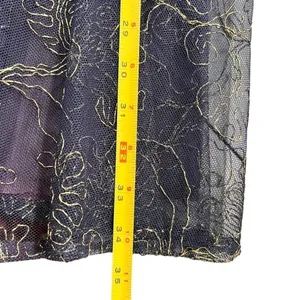 St. Gillian Navy Gold Embroidered Mesh Tiered Midi Skirt Size 6 thumbnail 9