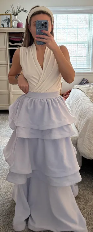 Boutique Teagan Tiered Blue Maxi Skirt thumbnail 1