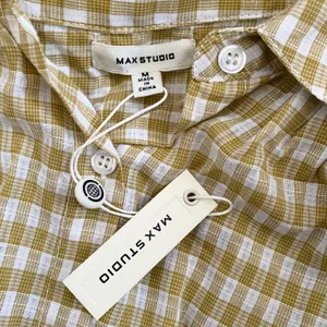 Max Studio NWT  Yellow & White Gingham Ruffle Top thumbnail 5