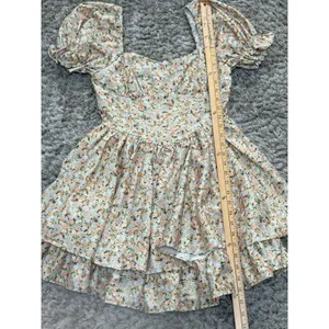 Women Floral Puff Sleeve Mini Dress Cottagecore Milkmaid Boho Corset Waist S thumbnail 10