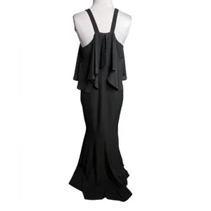 Jay By JAY GODFREY Black Flutter‎ Chiffon Overlay Cold Shoulder Naomi Gown Dress thumbnail 6