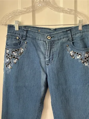 NWOT Embellished Blue Women’s Jeans - Stylish thumbnail 2